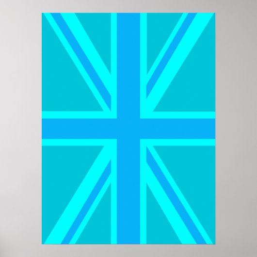 De vlag van Turquoise Union Jack past het aan Poster (Voorkant)