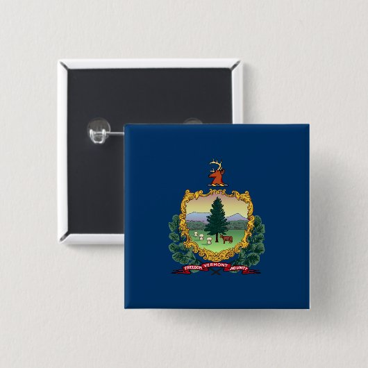 De vlag van Vermont Vierkante Button 5,1 Cm (Voorkant /achterkant)