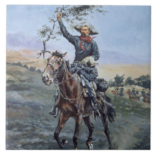 "De vlag van vrede" door Frederic Remington Tegeltje