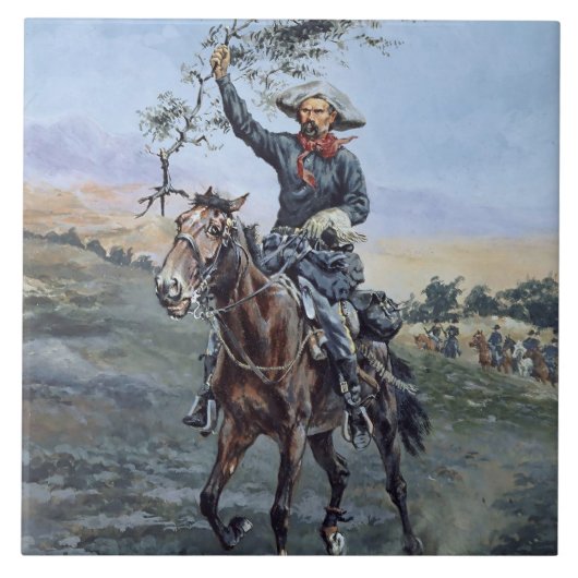 “De Vlag van Vrede” van Frederic Remington Tegeltje (Voorkant)
