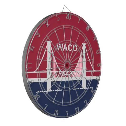De vlag van Waco (Texas, VS) Dartbord (Voorkant Links)