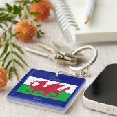 De vlag van Wales Sleutelhanger (Voorkant Rechts)