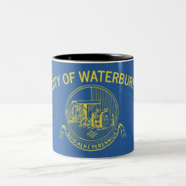 De vlag van Waterbury (Connecticut) Tweekleurige Koffiemok