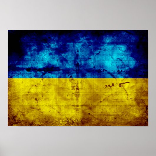 De vlag van Weathered Ukraine Poster (Voorkant)