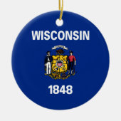 De vlag van Wisconsin Keramisch Ornament (Voorkant)