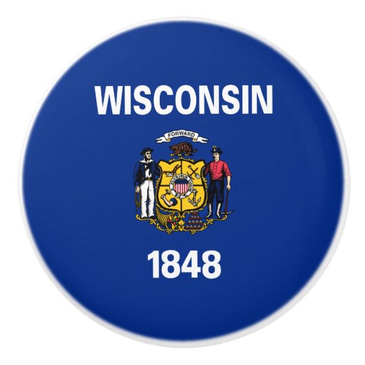 De vlag van Wisconsin Keramische Knop (Voorkant)
