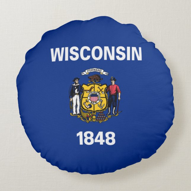 De vlag van Wisconsin Rond Kussen (Achterkant)