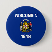 De vlag van Wisconsin Ronde Button 7,6 Cm (Voorkant)