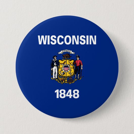 De vlag van Wisconsin Ronde Button 7,6 Cm (Voorkant)