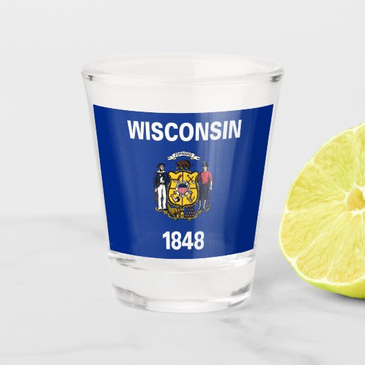 De vlag van Wisconsin Shot Glas (Voorkant)