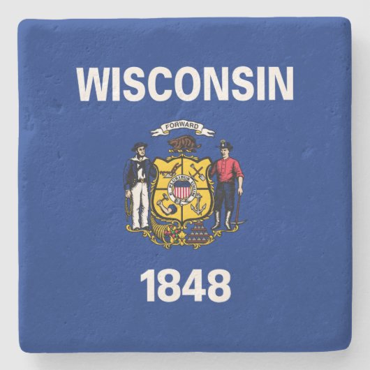De vlag van Wisconsin Stenen Onderzetter (Voorkant)
