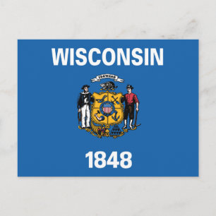 De vlag van Wisconsin, Verenigde Staten van Amerik Briefkaart