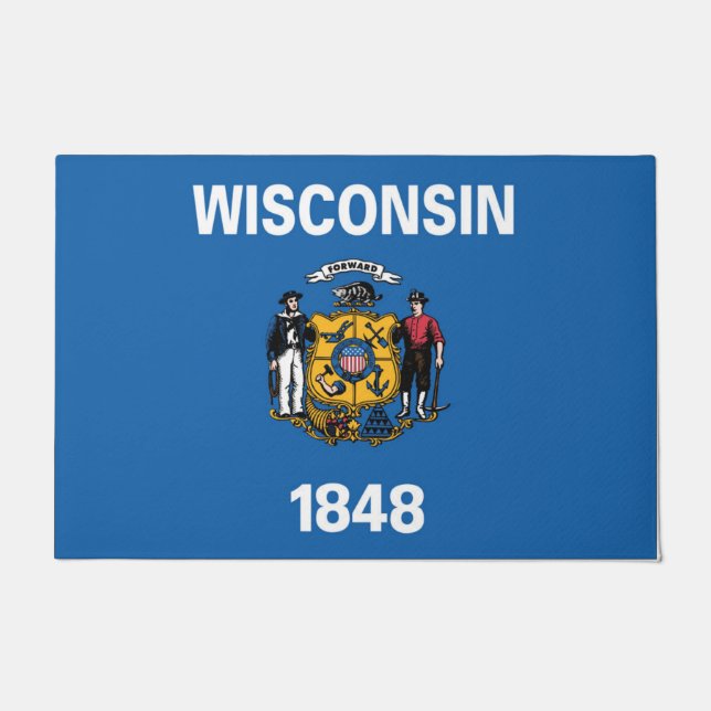 De vlag van Wisconsin, Verenigde Staten van Amerik Deurmat (Voorkant)
