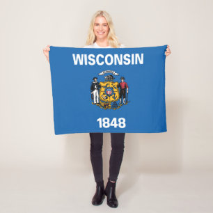 De vlag van Wisconsin, Verenigde Staten van Amerik Fleece Deken