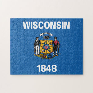 De vlag van Wisconsin, Verenigde Staten van Amerik Legpuzzel