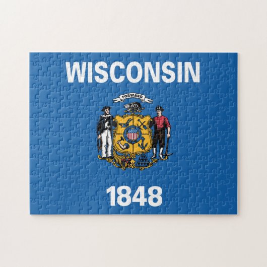 De vlag van Wisconsin, Verenigde Staten van Amerik Legpuzzel (Horizontaal)