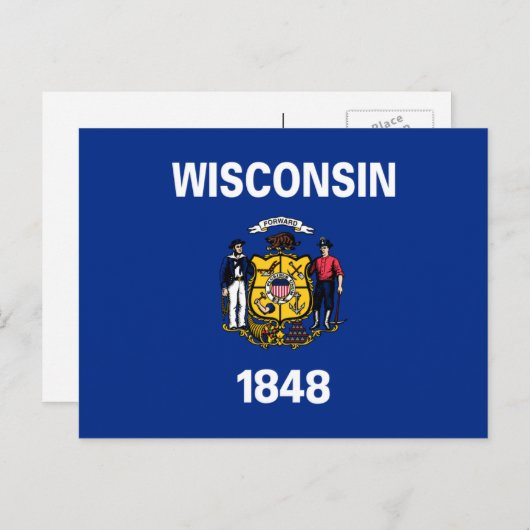 De vlag van Wisconsin (Wisconsin) Briefkaart (Voorkant / Achterkant)