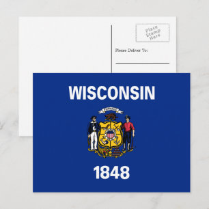 De vlag van Wisconsin (Wisconsin) Briefkaart