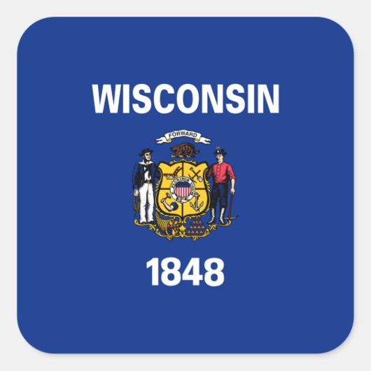De vlag van Wisconsin (Wisconsin) Vierkante Sticker (Voorkant)
