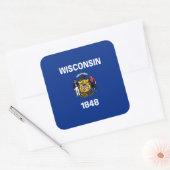 De vlag van Wisconsin (Wisconsin) Vierkante Sticker (Envelop)
