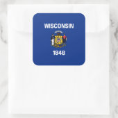 De vlag van Wisconsin (Wisconsin) Vierkante Sticker (Tas)
