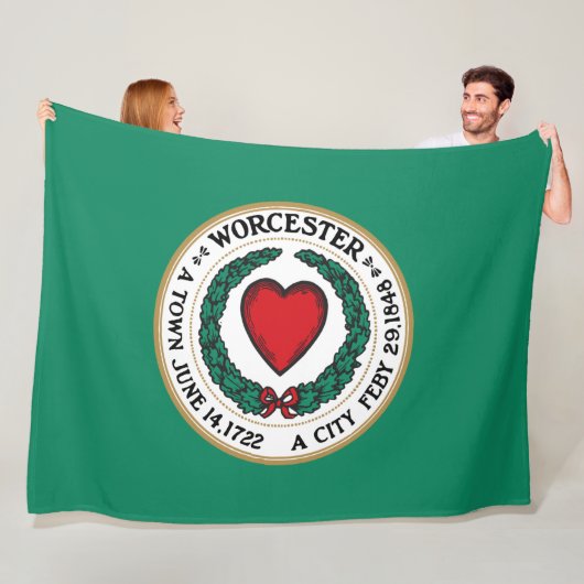 De vlag van Worcester (Massachusetts) Fleece Deken (In situ)