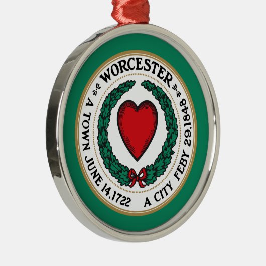 De vlag van Worcester (Massachusetts) keramische O Metalen Ornament (Rechts)