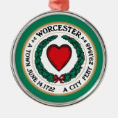 De vlag van Worcester (Massachusetts) keramische O Metalen Ornament (Voorkant)