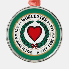 De vlag van Worcester (Massachusetts) keramische O Metalen Ornament