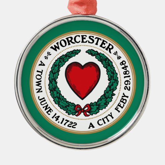 De vlag van Worcester (Massachusetts) keramische O Metalen Ornament (Voorkant)