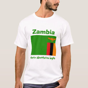 De Vlag van Zambia + Kaart + De T-shirt van de