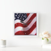 De vlag verhogen bij Iwo Jima WW2 Vierkante Klok (Huis)