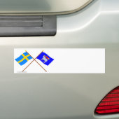 De vlaggen van Zweden en Gotlands län Bumpersticker (Op auto)