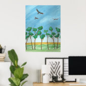 De vlaktes met eucalyptusbomen poster (Thuiskantoor)