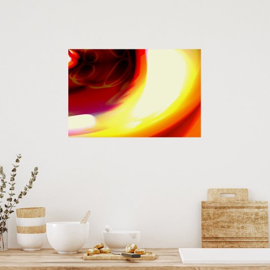 De vlam - Red Abstract Digital Art Poster afdrukke (Keuken)