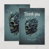 De vlam van het leven: een schedelontwerp. bedankkaart (Voorkant / Achterkant)