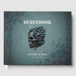 De vlam van het leven: een schedelontwerp. gastenboek