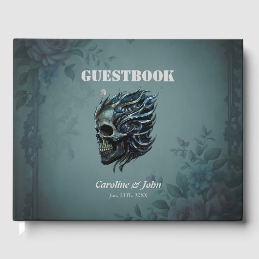 De vlam van het leven: een schedelontwerp. gastenboek (Voorkant)