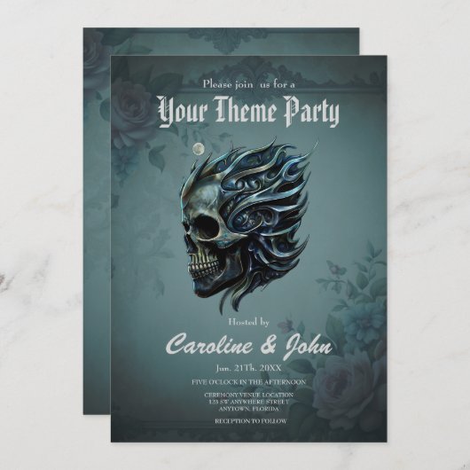 De vlam van het leven: een schedelontwerp. kaart (Voorkant / Achterkant)