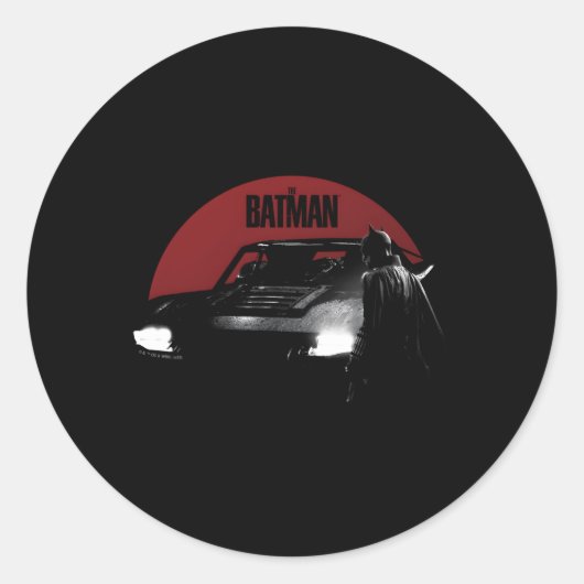 De vleermuis Batmobile Rode Maan Ronde Sticker (Voorkant)