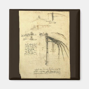 De vleugel van Leonardo da Vinci op een schets van Magneet