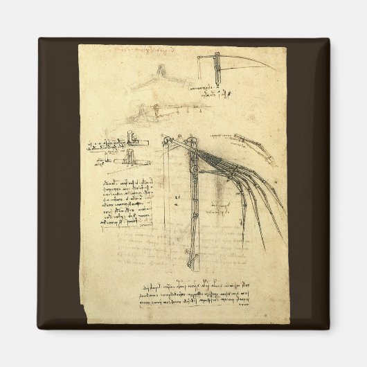 De vleugel van Leonardo da Vinci op een schets van Magneet (Voorkant)
