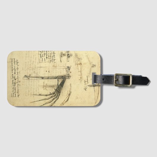 De vleugel van Leonardo da Vinci's vliegmachine sc Bagagelabel (Voorkant (horizontaal))