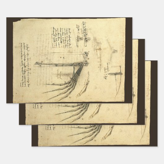 De vleugel van Leonardo da Vinci's vliegmachine sc Inpakpapier Vel (Set)