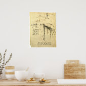 De vleugel van Leonardo da Vinci's vliegmachine sc Poster (Keuken)