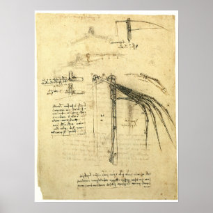 De vleugel van Leonardo da Vinci's vliegmachine sc Poster