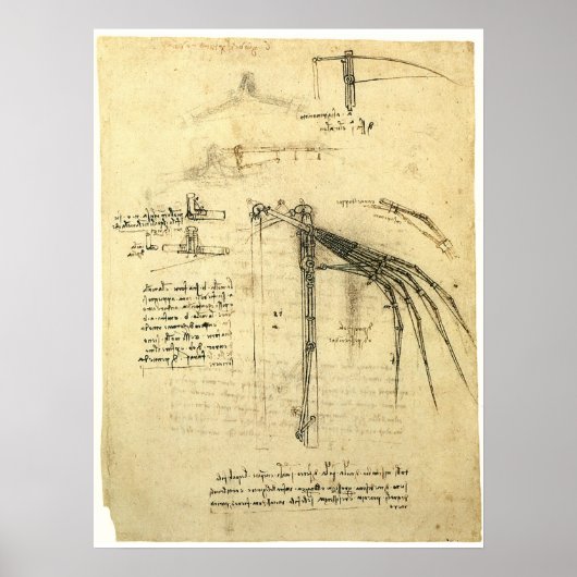 De vleugel van Leonardo da Vinci's vliegmachine sc Poster (Voorkant)