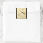 De vleugel van Leonardo da Vinci's vliegmachine sc Vierkante Sticker (Tas)
