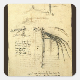 De vleugel van Leonardo da Vinci's vliegmachine sc Vierkante Sticker