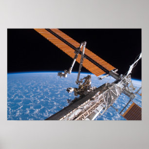 De vleugels van Canadarm2 en zonnepanelen Poster